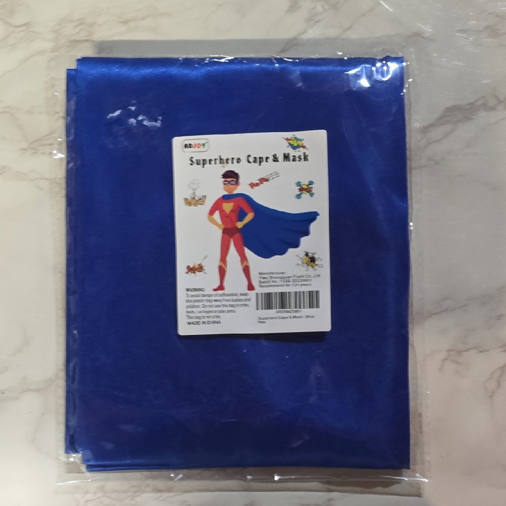 Heroic Blue Superhero Cape & Mask by